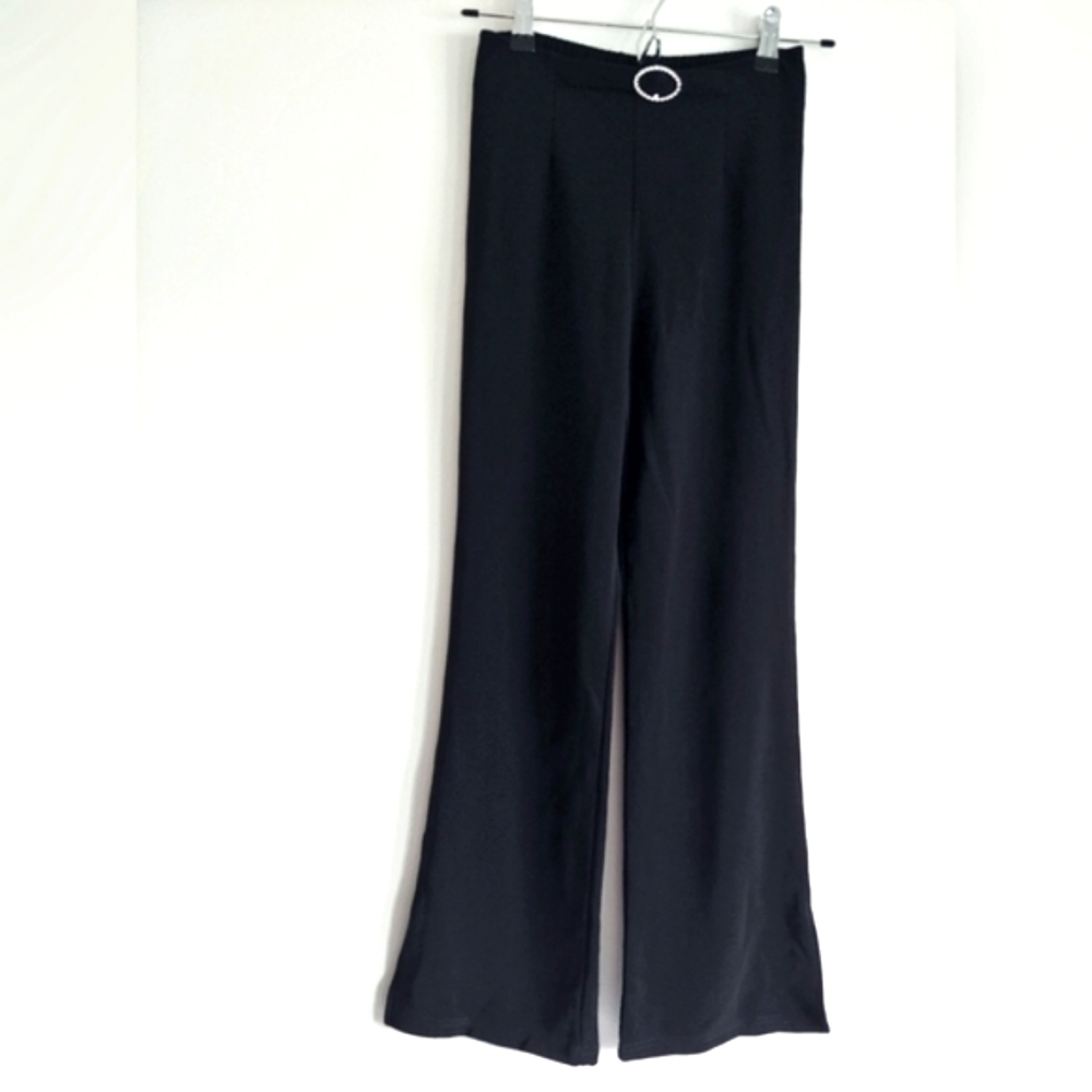 girls black casual stretchy waist dress pants  size M